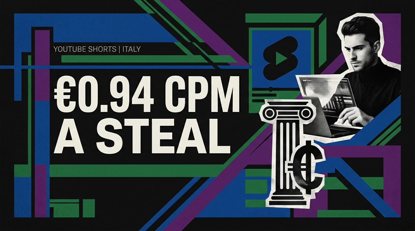 Below the Clearance Rack: YouTube Shorts Is Italy's €0.94 CPM Floor, and the Value Book Calls It a Steal Cover Image