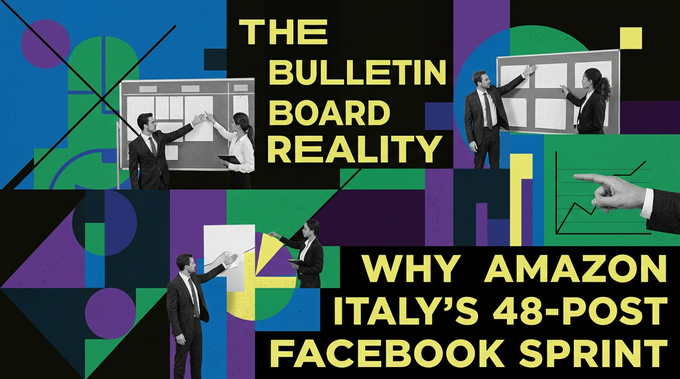 The Bulletin Board Reality: Why Amazon Italy's 48-Post Facebook Sprint Barely Breaks 65 Interactions Cover Image